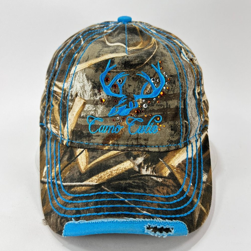 Realtree Max5 Baseball Cap Camo Cutie Rhinestones OSFA B T Outdoors Green Blue
